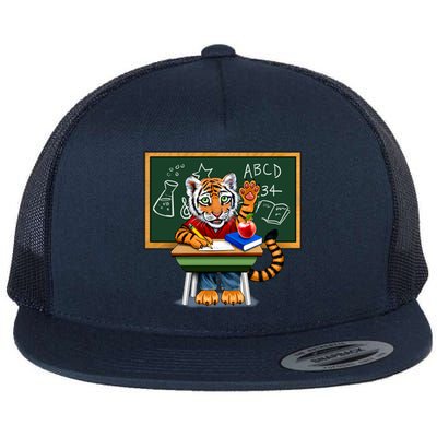 Back To School Tiger Flat Bill Trucker Hat