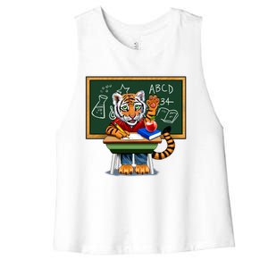 Back To School Tiger Women's Racerback Cropped Tank