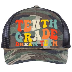 Back To School 10th Grade Dream Team Teacher Tenth Grade Retro Rope Trucker Hat Cap