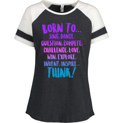 Born To Sing Dance Think Enza Ladies Jersey Colorblock Tee