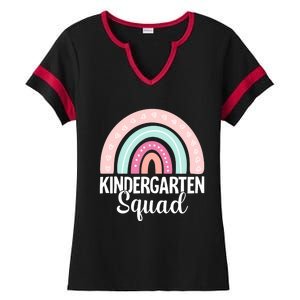 Back To School Rainbow Kindergarten Squad Teacher Gift Ladies Halftime Notch Neck Tee