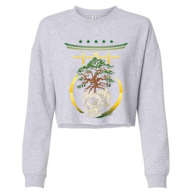 Bonsai Tree Skull Japanese Art Meditation Buddhism Yoga Meaningful Gift Cropped Pullover Crew