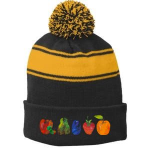 Back To School Cute Hungry Caterpillar Teacher Kindergarten Stripe Pom Pom Beanie