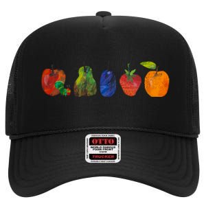 Back To School Cute Hungry Caterpillar Teacher Kindergarten High Crown Mesh Back Trucker Hat