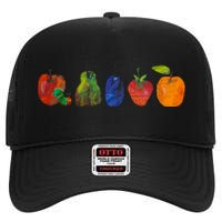 Back To School Cute Hungry Caterpillar Teacher Kindergarten High Crown Mesh Back Trucker Hat