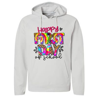 Back To School Teacher Student Happy First Day Of School Performance Fleece Hoodie