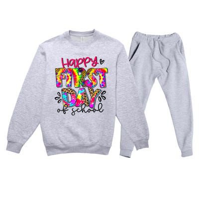 Back To School Teacher Student Happy First Day Of School Premium Crewneck Sweatsuit Set