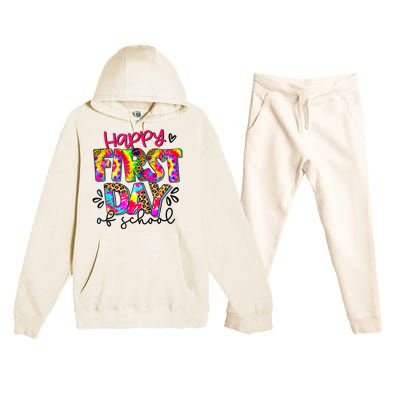 Back To School Teacher Student Happy First Day Of School Premium Hooded Sweatsuit Set