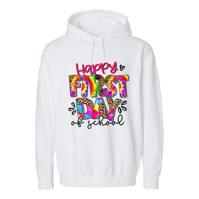 Back To School Teacher Student Happy First Day Of School Garment-Dyed Fleece Hoodie