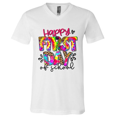 Back To School Teacher Student Happy First Day Of School V-Neck T-Shirt