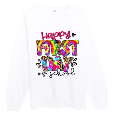 Back To School Teacher Student Happy First Day Of School Premium Crewneck Sweatshirt