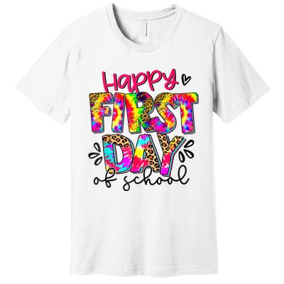 Back To School Teacher Student Happy First Day Of School Premium T-Shirt