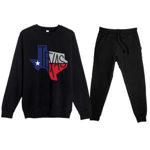 Beautiful Texas State Flag Star Silhouette Premium Crewneck Sweatsuit Set