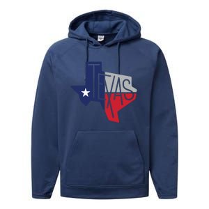 Beautiful Texas State Flag Star Silhouette Performance Fleece Hoodie