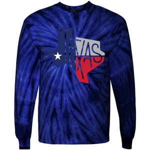 Beautiful Texas State Flag Star Silhouette Tie-Dye Long Sleeve Shirt