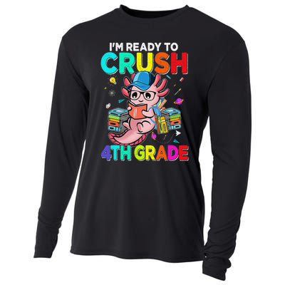 Back To School First Day Im Ready To Crush 4th Grade Axolotl  Cooling Performance Long Sleeve Crew