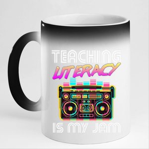 Back To School Retro Literacy Is My Jam 80S Teacher Boombox Gift 11oz Black Color Changing Mug