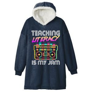 Back To School Retro Literacy Is My Jam 80S Teacher Boombox Gift Hooded Wearable Blanket