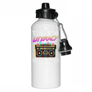 Back To School Retro Literacy Is My Jam 80S Teacher Boombox Gift Aluminum Water Bottle