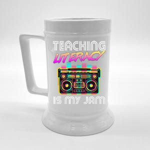 Back To School Retro Literacy Is My Jam 80S Teacher Boombox Gift Beer Stein