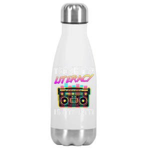 Back To School Retro Literacy Is My Jam 80S Teacher Boombox Gift Stainless Steel Insulated Water Bottle