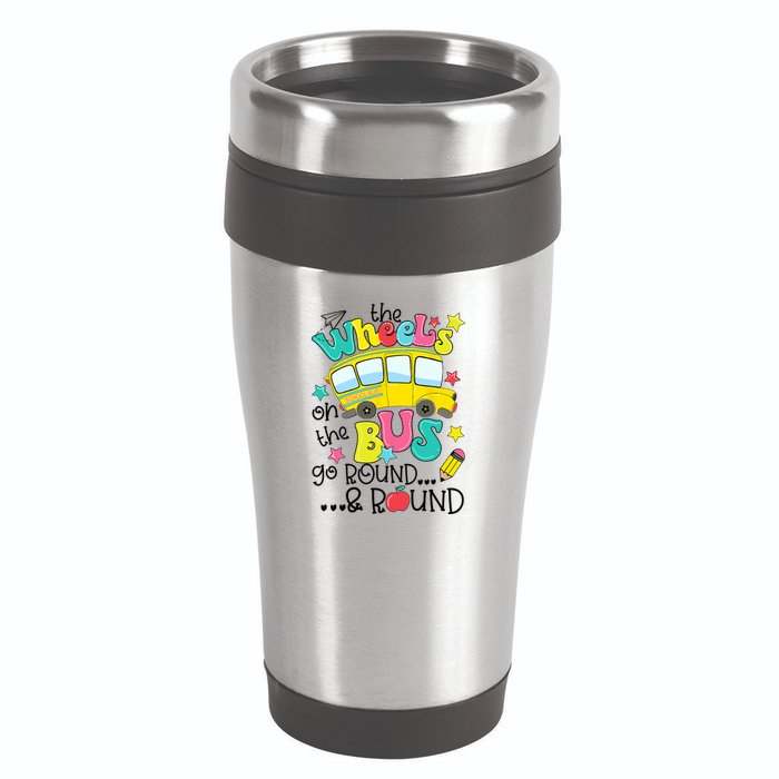Back To School Funny The WHEELS On The BUS School Bus Driver 16oz Travel Tumbler