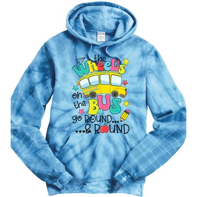 Back To School Funny The WHEELS On The BUS School Bus Driver Tie Dye Hoodie