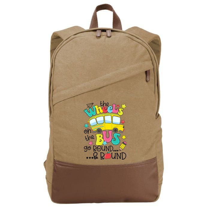Back To School Funny The WHEELS On The BUS School Bus Driver Cotton Canvas Backpack