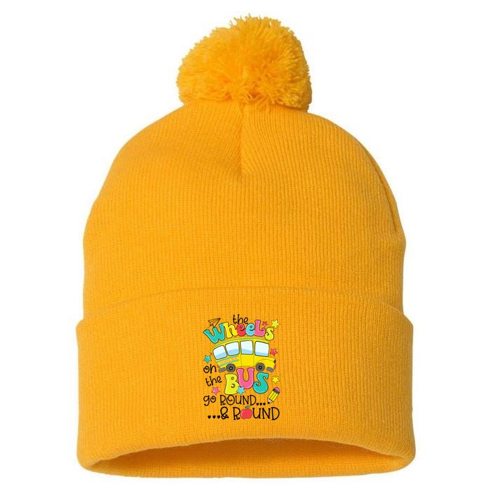 Back To School Funny The WHEELS On The BUS School Bus Driver Pom Pom 12in Knit Beanie