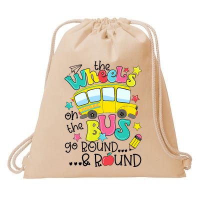 Back To School Funny The WHEELS On The BUS School Bus Driver Drawstring Bag