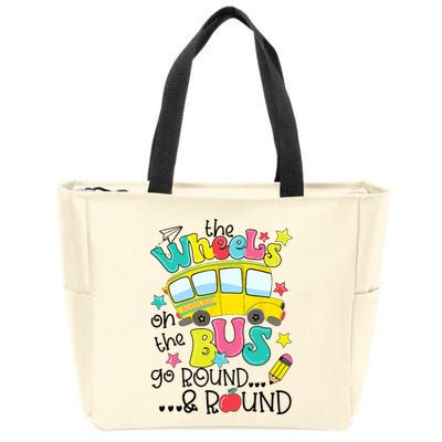 Back To School Funny The WHEELS On The BUS School Bus Driver Zip Tote Bag