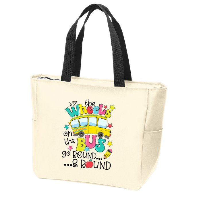 Back To School Funny The WHEELS On The BUS School Bus Driver Zip Tote Bag