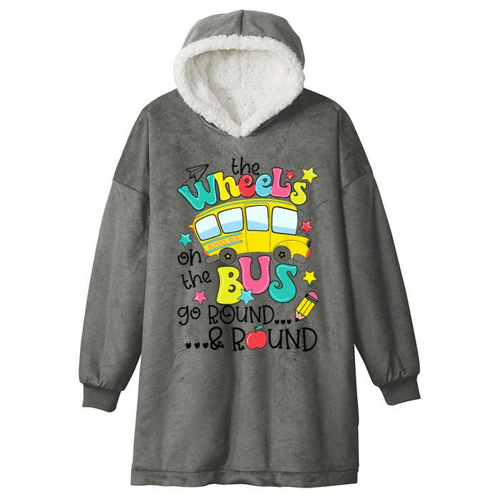 Back To School Funny The WHEELS On The BUS School Bus Driver Hooded Wearable Blanket