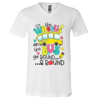 Back To School Funny The WHEELS On The BUS School Bus Driver V-Neck T-Shirt