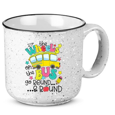 Back To School Funny The WHEELS On The BUS School Bus Driver 15oz Campfire Ceramic Mug