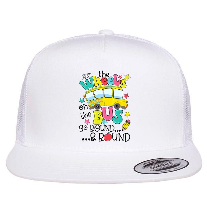 Back To School Funny The WHEELS On The BUS School Bus Driver Flatbill Hat