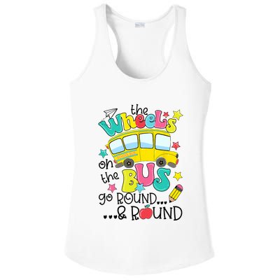 Back To School Funny The WHEELS On The BUS School Bus Driver Ladies PosiCharge Competitor Racerback Tank