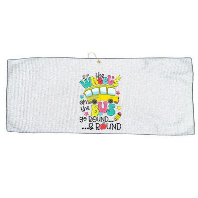 Back To School Funny The WHEELS On The BUS School Bus Driver Large Microfiber Waffle Golf Towel