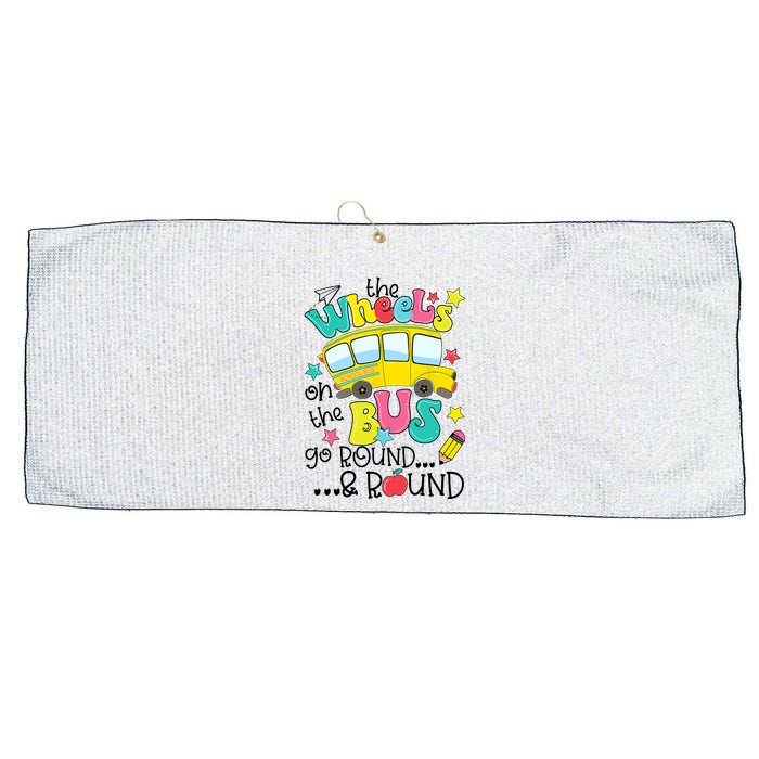 Back To School Funny The WHEELS On The BUS School Bus Driver Large Microfiber Waffle Golf Towel