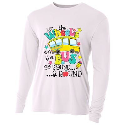 Back To School Funny The WHEELS On The BUS School Bus Driver Cooling Performance Long Sleeve Crew