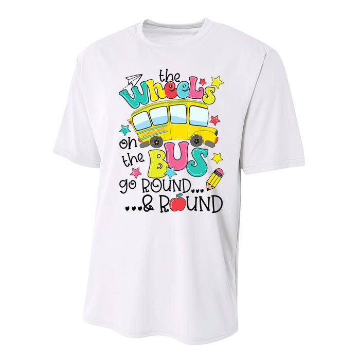 Back To School Funny The WHEELS On The BUS School Bus Driver Performance Sprint T-Shirt