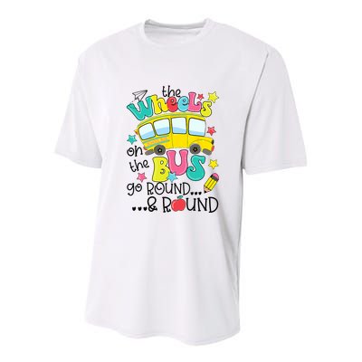 Back To School Funny The WHEELS On The BUS School Bus Driver Youth Performance Sprint T-Shirt