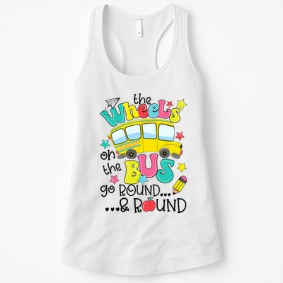 Back To School Funny The WHEELS On The BUS School Bus Driver Womens Tank Top