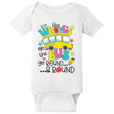 Back To School Funny The WHEELS On The BUS School Bus Driver Baby Bodysuit