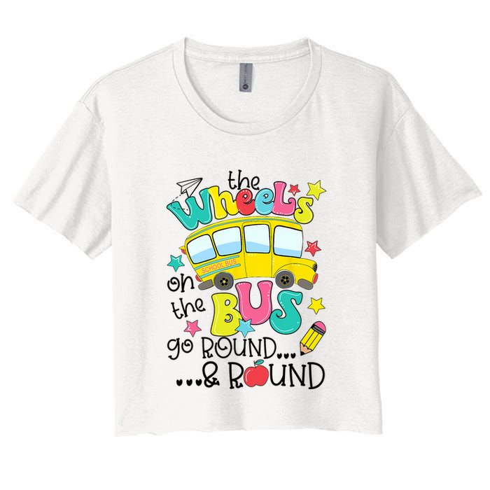 Back To School Funny The WHEELS On The BUS School Bus Driver Crop Top