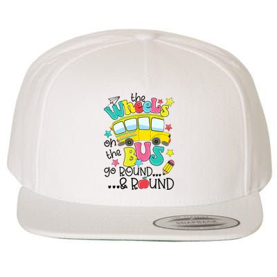 Back To School Funny The WHEELS On The BUS School Bus Driver Wool Snapback Cap