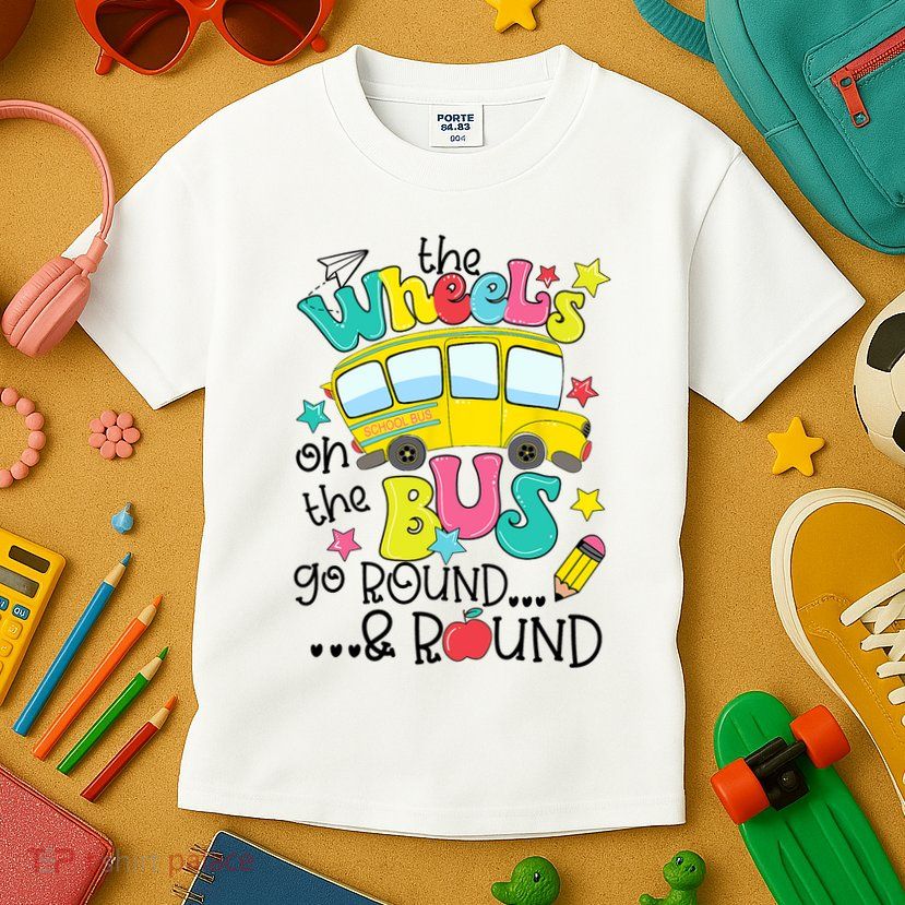 Back To School Funny The WHEELS On The BUS School Bus Driver Kids T-Shirt