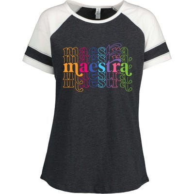 Back To School Maestra Cute Funny Spanish Teacher Enza Ladies Jersey Colorblock Tee