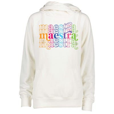 Back To School Maestra Cute Funny Spanish Teacher Womens Funnel Neck Pullover Hood