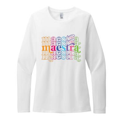 Back To School Maestra Cute Funny Spanish Teacher Womens CVC Long Sleeve Shirt